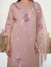 Light taupe  floral embroidered suit set